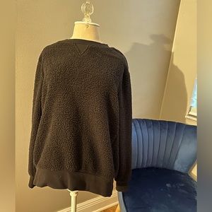 NWT Sherpa Black Crew Sweatshirt Lands’ End size L 14-16